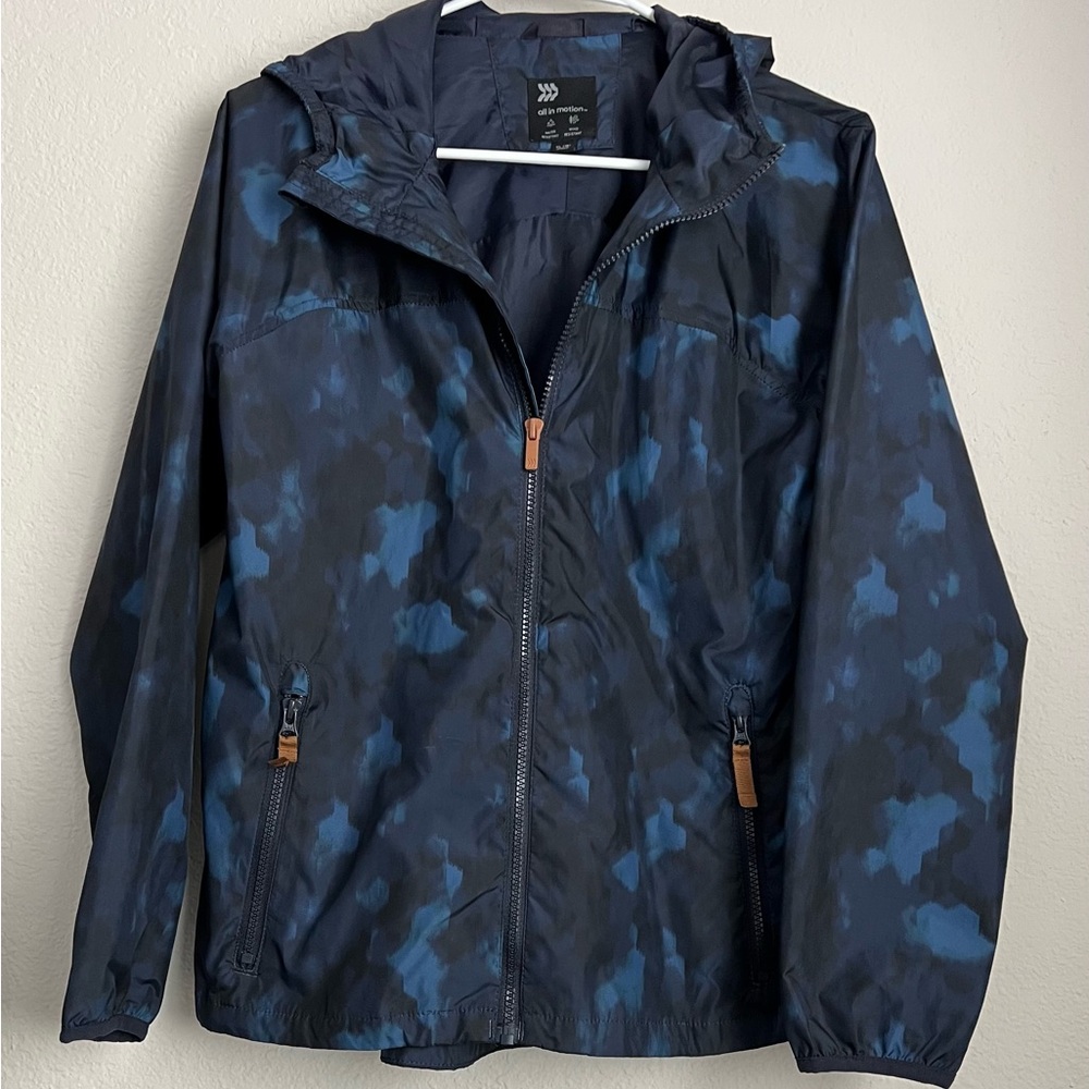 All in Motion Jacket Blue Raincoat Lightweight Waterproof Hooded - Wind/Water